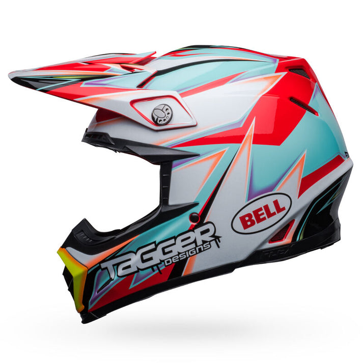 Bell Moto-9S Flex Tagger Edge MX Helmet White/Aqua