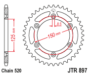 [JT-JTR897-50] JT Sprocket Rear JTR897 Steel 50T