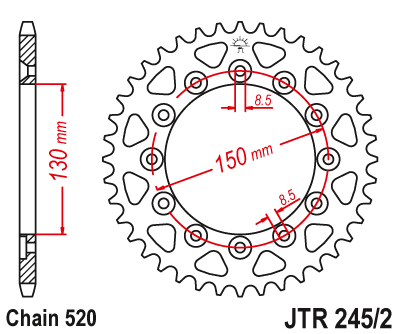 [JT-JTR245/2-50] JT Sprocket Rear JTR245/2 50T