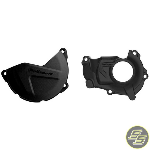 [POL-90947] Polisport Clutch &amp; Ignition Cover Protector Kit Yamaha YZ|WR450F &#39;18-21 Black