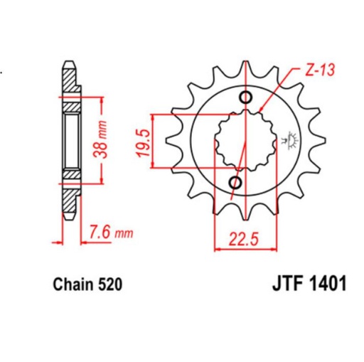 [JT-JTF1401.14] JT Sprocket Front JTF1401 14T