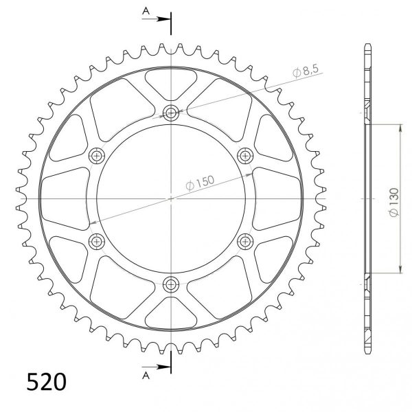 Supersprox Steel Rear Sprocket 50TYAmaha WR/YZ/F 125/250/450 '97-