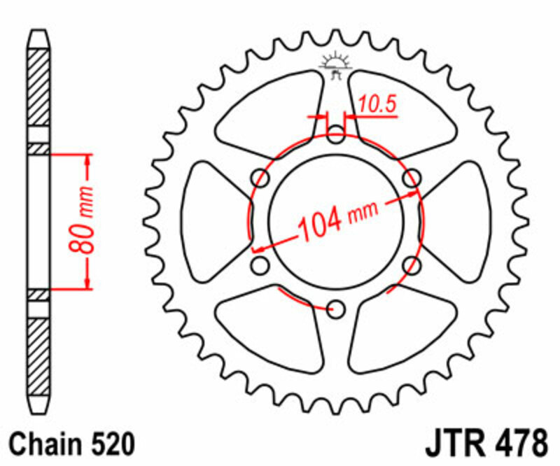 JT Sprocket Rear JTR478 46T