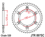 [JT-JTR897-52SC] JT Sprocket Rear JTR897 Steel 52T