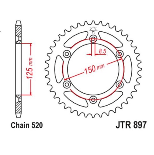 [JT-JTR897-45] JT Sprocket Rear JTR897 Steel 45T